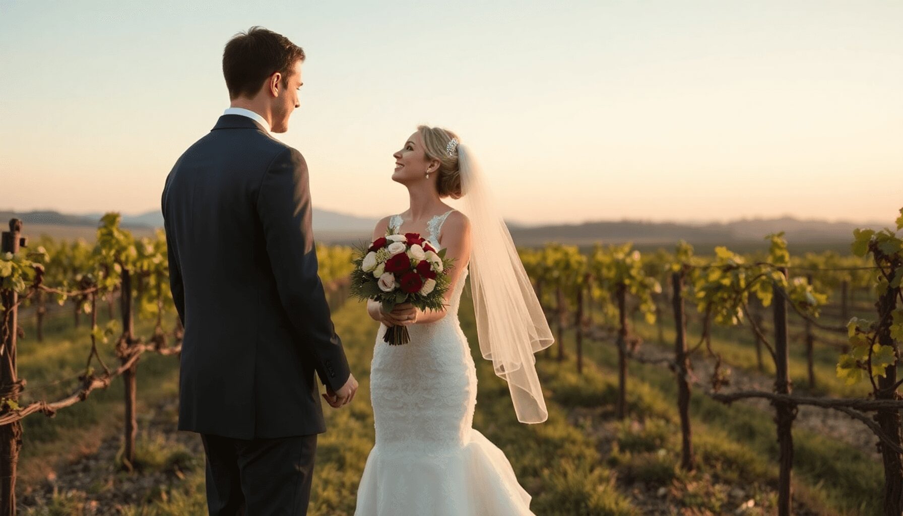 Un vignoble est toujours une bonne idée pour vos photos de mariage