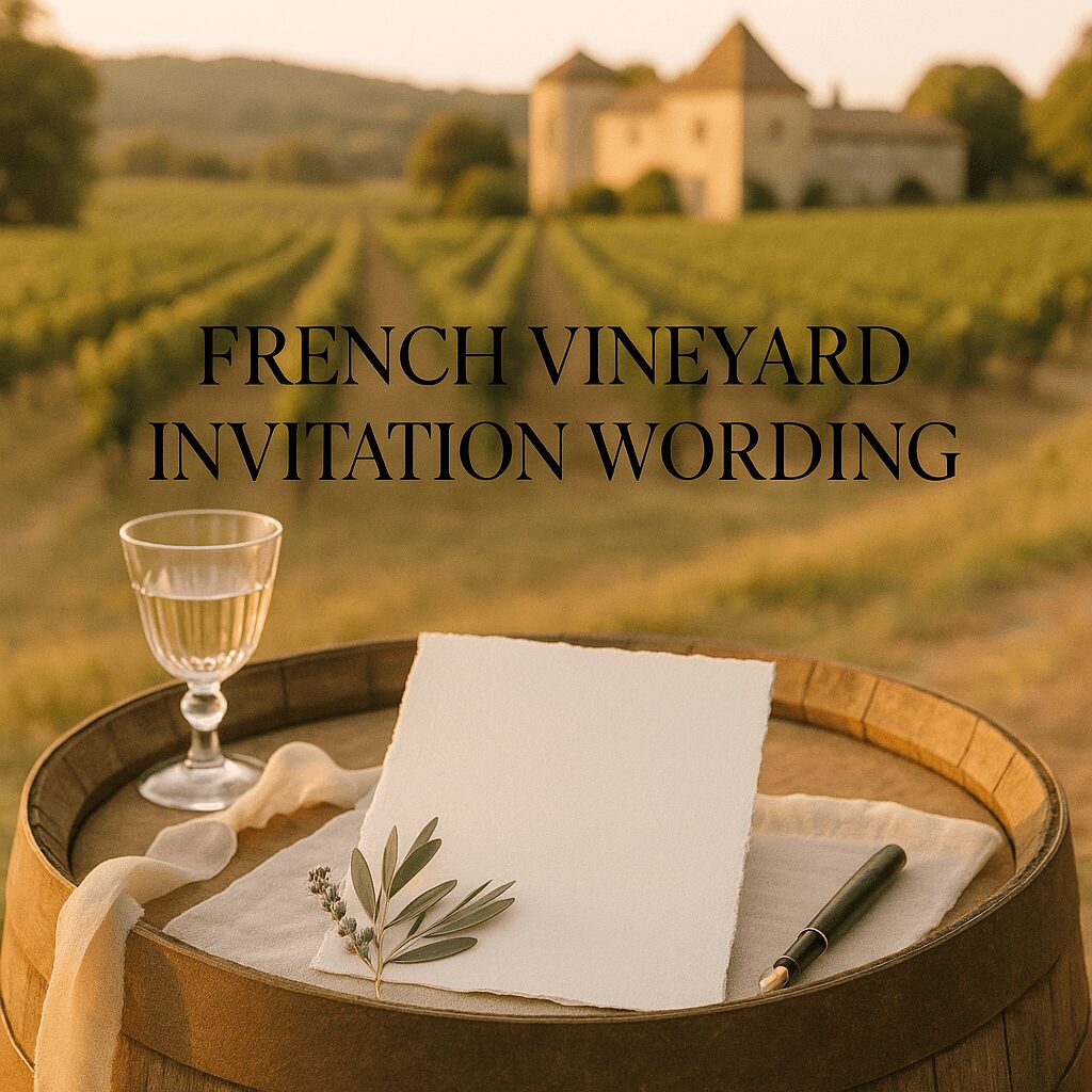 Destination Wedding Invitation Wording for a French Vineyard Celebration Destination Wedding Invitation Wording for a French Vineyard Celebration