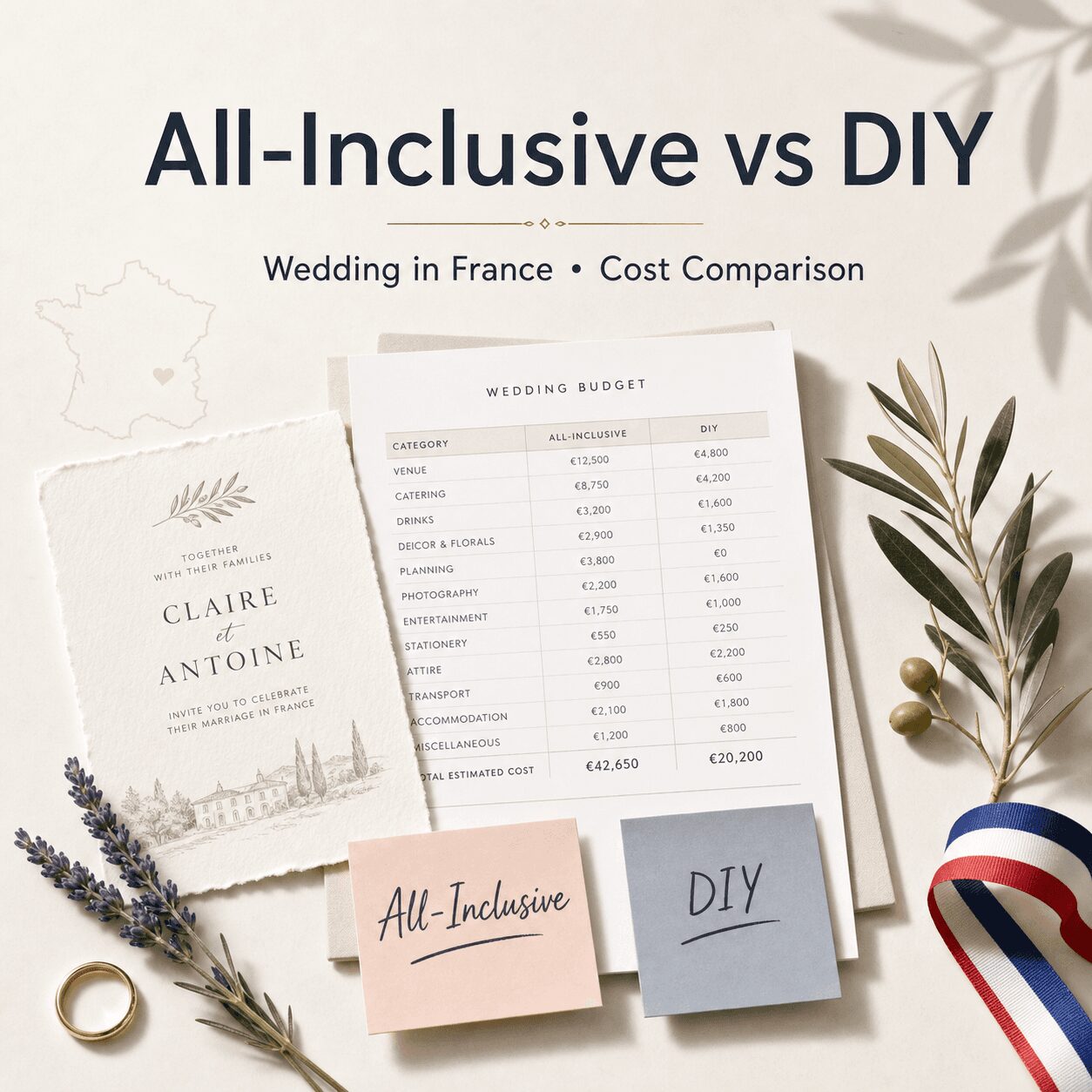 All-Inclusive vs DIY Wedding in France: Which Is Cheaper? All-Inclusive vs DIY Wedding in France: Which Is Cheaper?