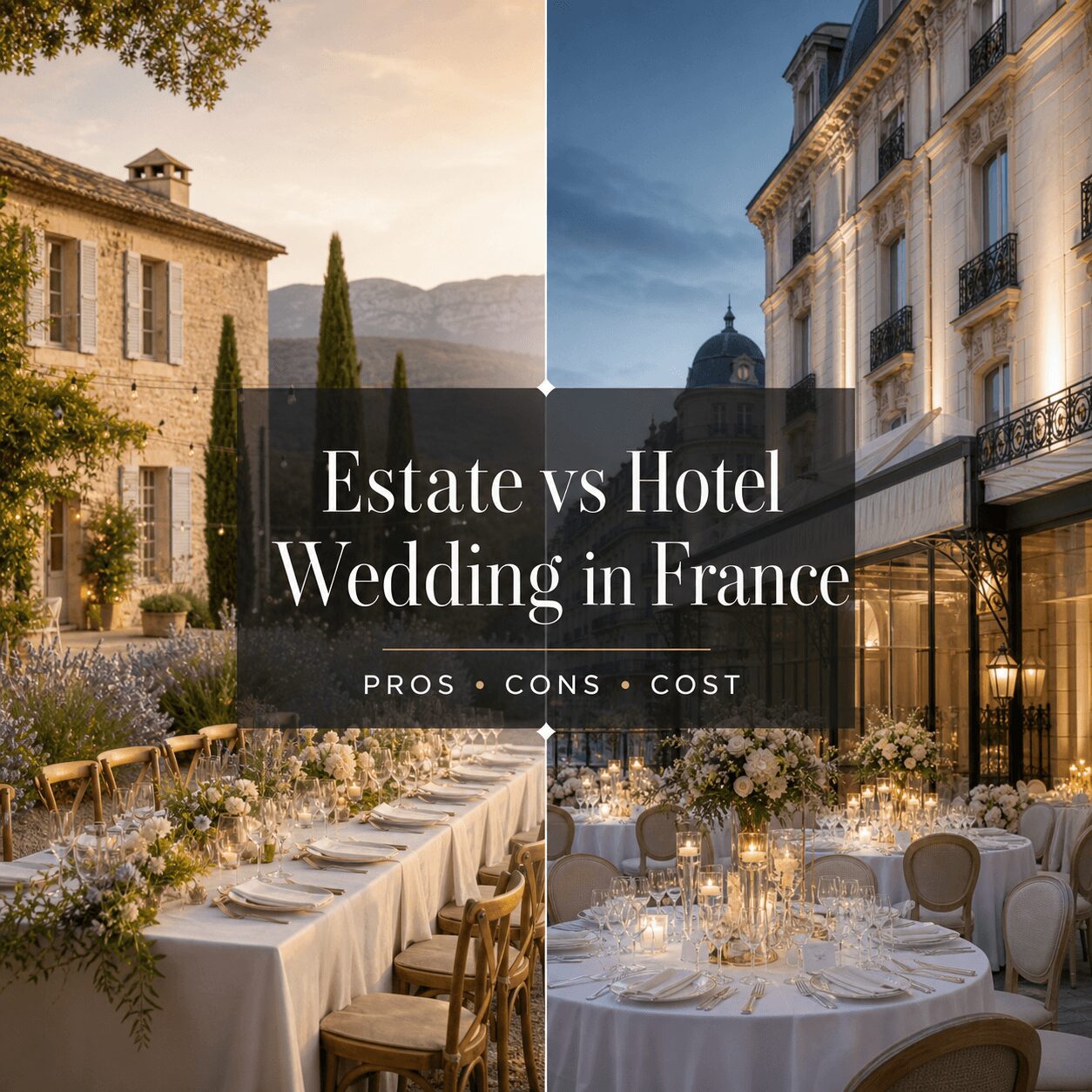 Private Estate vs Hotel Wedding in France: Pros, Cons, Cost Private Estate vs Hotel Wedding in France: Pros, Cons, Cost