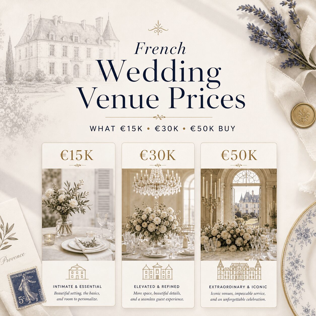 French Wedding Venue Prices: What €15K, €30K and €50K Actually Buy French Wedding Venue Prices: What €15K, €30K and €50K Actually Buy