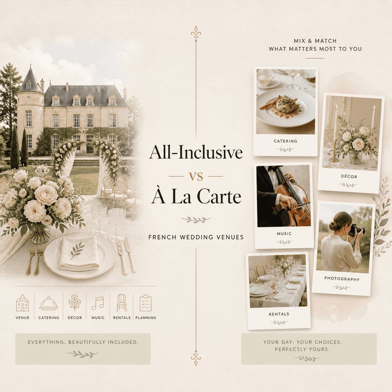 All-Inclusive vs À La Carte French Wedding Venues: The Real Difference All-Inclusive vs À La Carte French Wedding Venues: The Real Difference