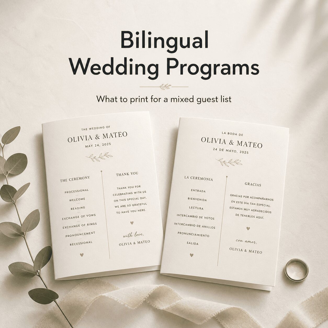 Bilingual Wedding Programs: What to Print for a Mixed Guest List Bilingual Wedding Programs: What to Print for a Mixed Guest List