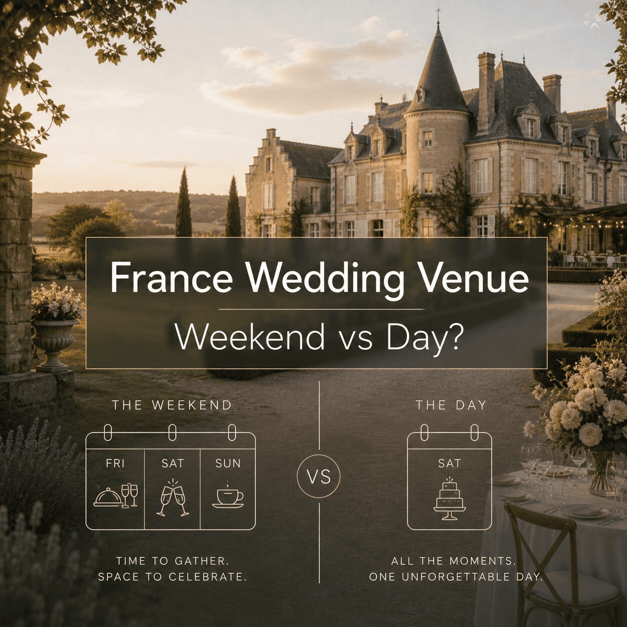 Wedding Venue in France: Buy the Weekend or Buy the Day? Wedding Venue in France: Buy the Weekend or Buy the Day?